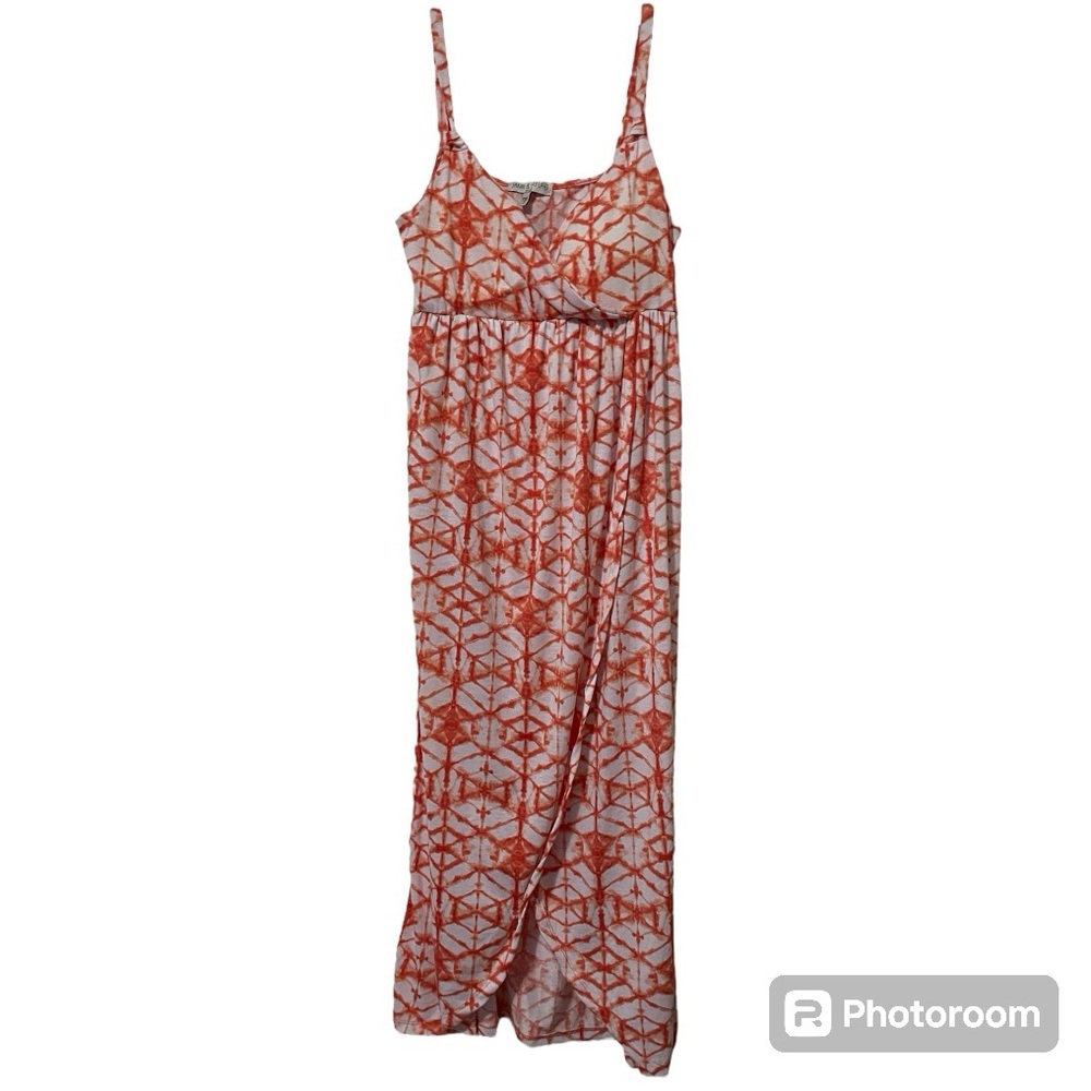 3/$18 Jamie & Layla Maxi Dress Petite XL Strap Orange & White Faux Wrap